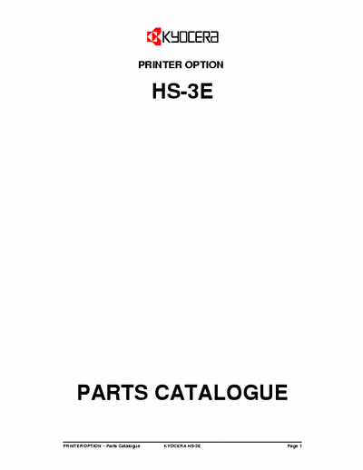 Kyocera HS-3e Kyocera Stacker HS-3e Parts Manual